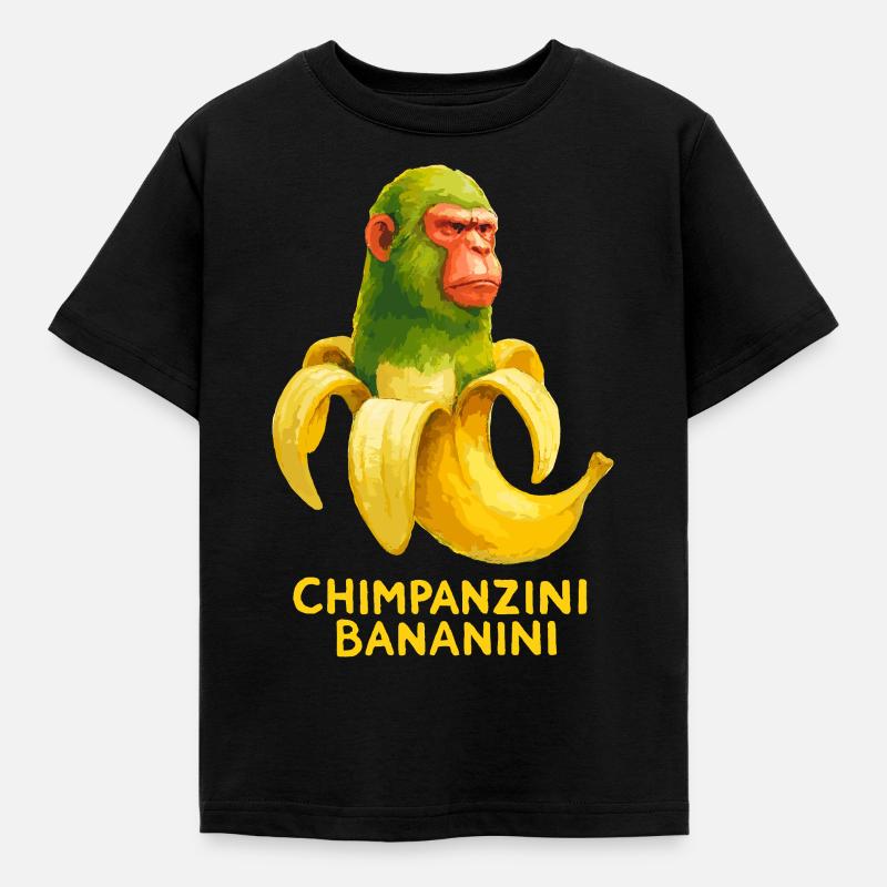 Meme Brain Rot Chimpanzini Banani Italian Brainrot - T-skjorte for barn - svart