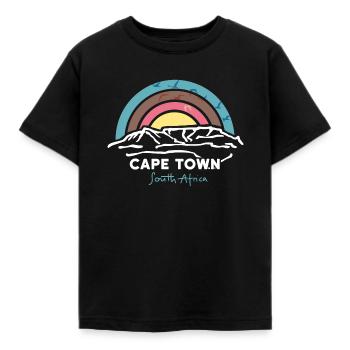 Cape Town, Cape Town, South Africa, Table Mountain Retro - Kids' T-Shirt - black - Front - AI Model Kid Female (0cm)