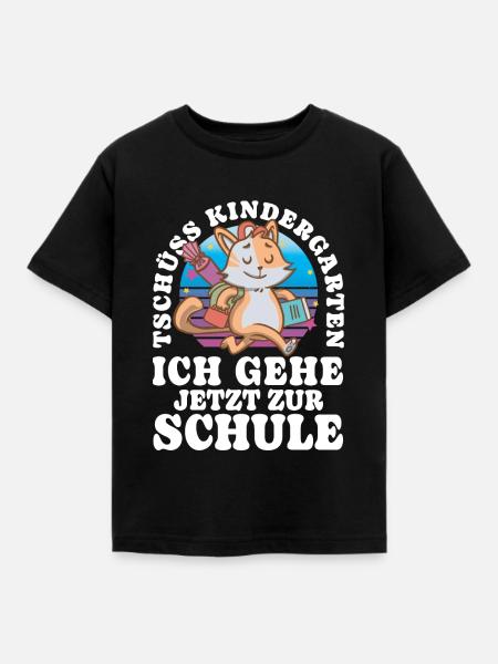 Einschulung Katze - Kinder T-Shirt - Schwarz
