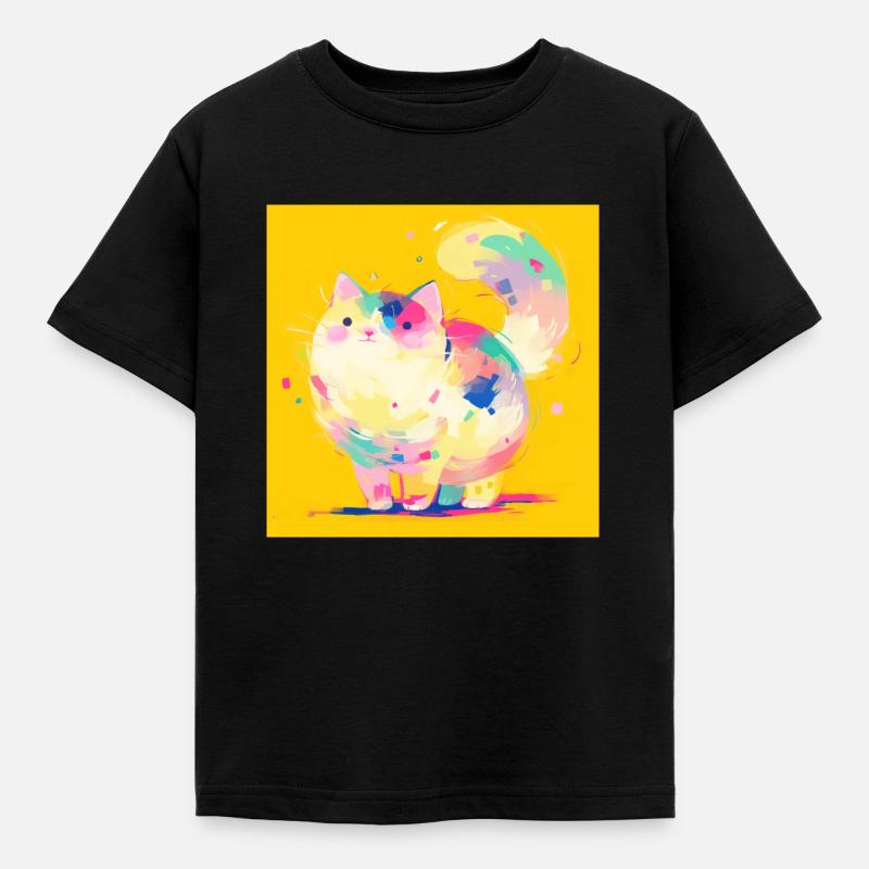 Chat, Motif De Chat - T-shirt Enfant - noir
