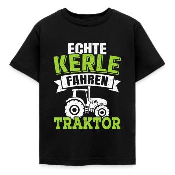 Echte Kerle fahren Traktor Landwirt Bauernhof - Kinder T-Shirt - Schwarz - Vorne - AI Model Kid Female (0cm)