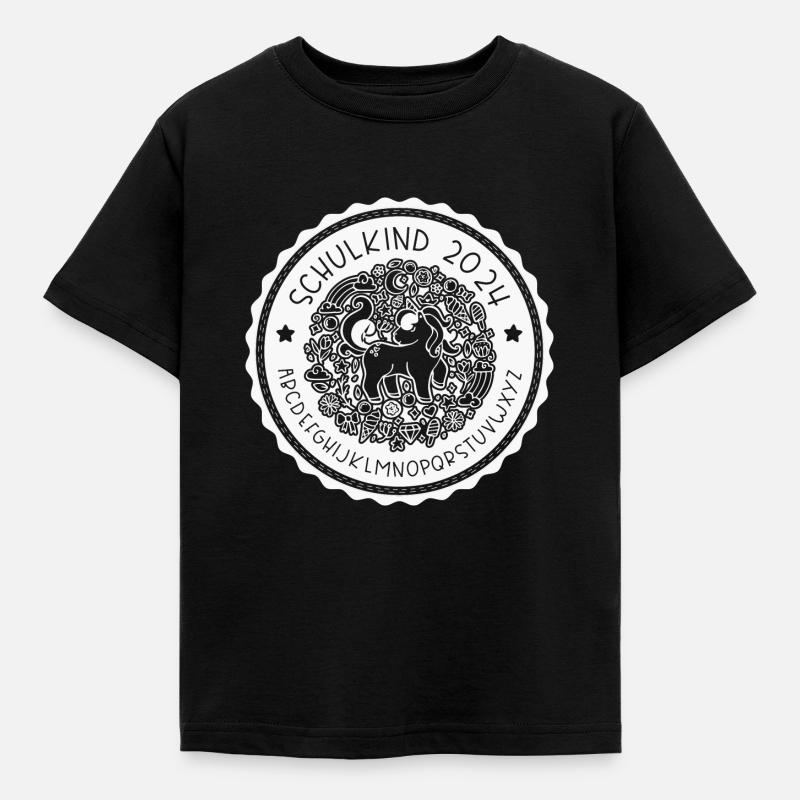 Einschulung - Einhorn ABC Schulkind 2024 - Kinder T-Shirt - Schwarz