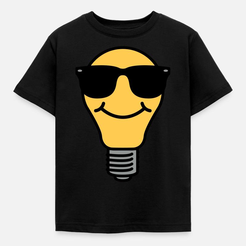 Lightbulb with sunglasses - Kids' T-Shirt - black