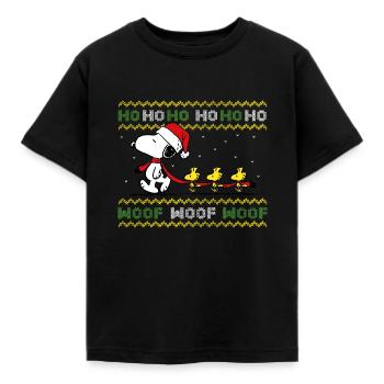 Peanuts Snoopy Hohoho - Kinder T-Shirt - Schwarz - Vorne - AI Model Kid Female (0cm)