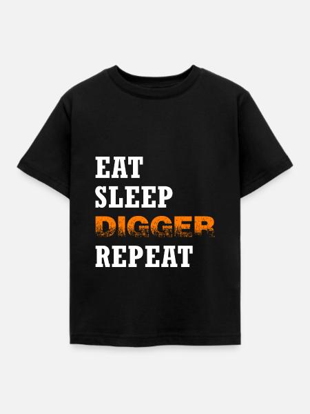 Bagger Baggerschaufel Baggerfahrer "digger" - Kinder T-Shirt - Schwarz