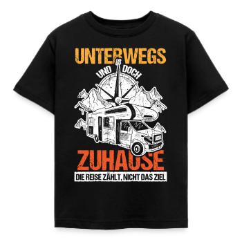 Camping Unterwegs und doch Zuhause - Kinder T-Shirt - Schwarz - Vorne - AI Model Kid Female (0cm)
