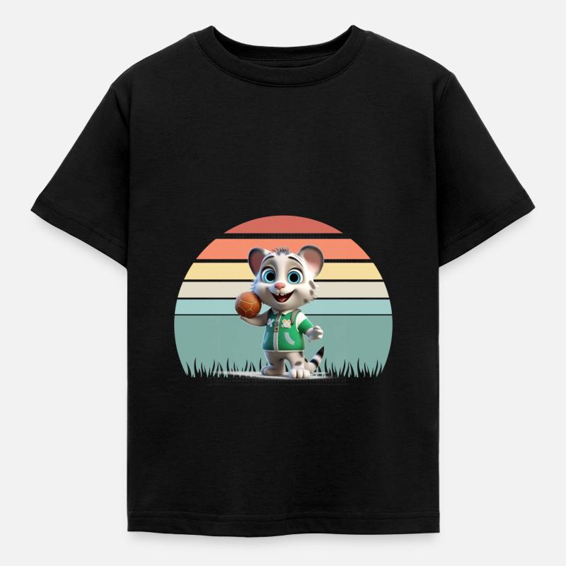 2Katze mit Kugel - Kinder T-Shirt - Schwarz