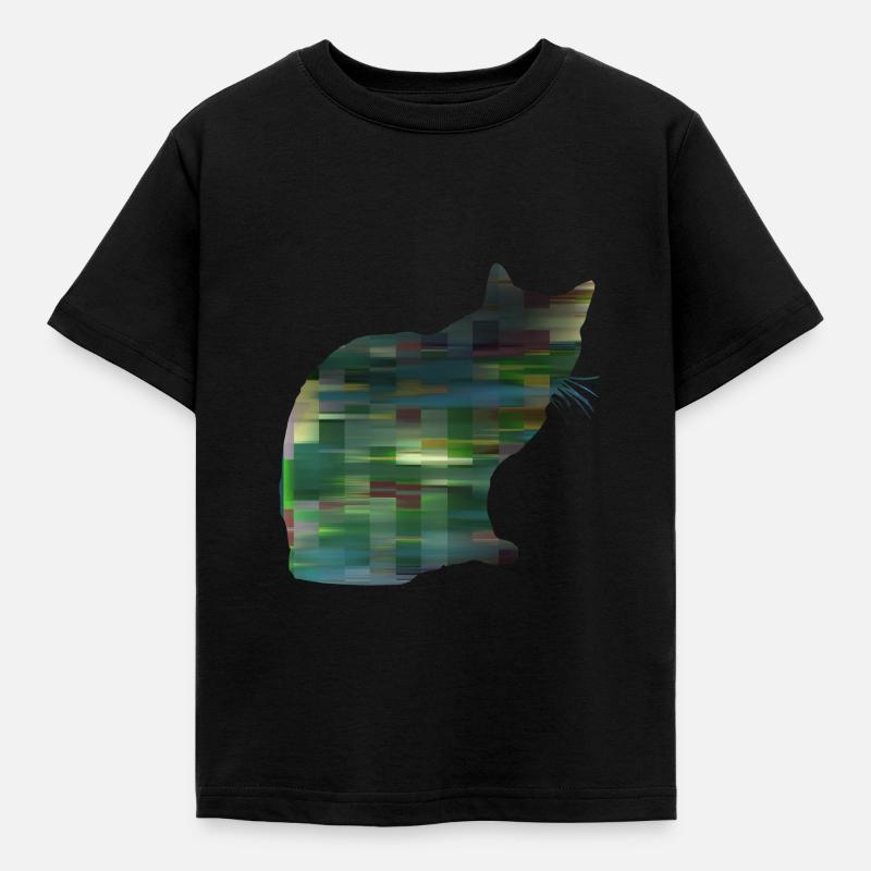 Katze gemustert 1 - Kinder T-Shirt - Schwarz