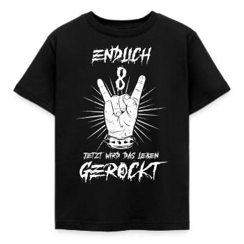 ENDLICH 8 - 8.Geburtstag - Kinder T-Shirt - Schwarz - Vorne - AI Model Kid Female (0cm)