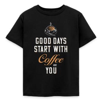 Good days start with coffee - Kids' T-Shirt - black - Front - AI Model Kid Female (0cm)
