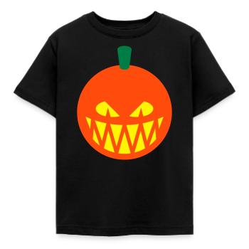 Halloween Kürbis (Kürbislaterne / Emoji / 3C) - Kinder T-Shirt - Schwarz - Vorne - AI Model Kid Female (0cm)