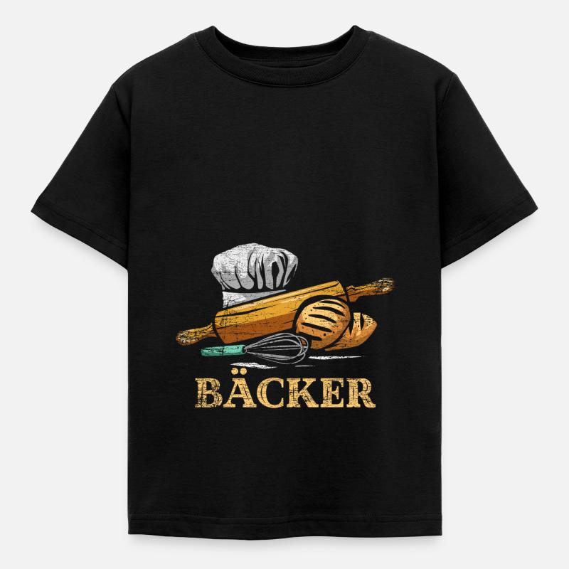 Bäcker Backen - Kinder T-Shirt - Schwarz