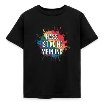 Hass ist keine Meinung Statement gegen rechts - Kinder T-Shirt - Schwarz - Vorne - AI Model Kid Female (0cm)