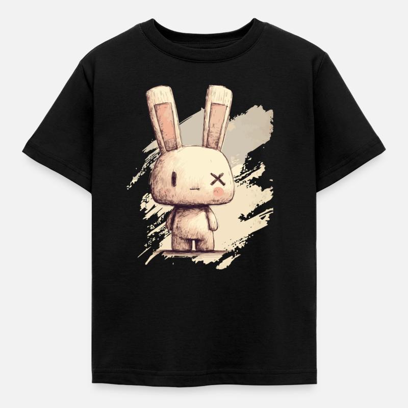 Süßes Kaninchen mit X-Augen - Kinder T-Shirt - Schwarz