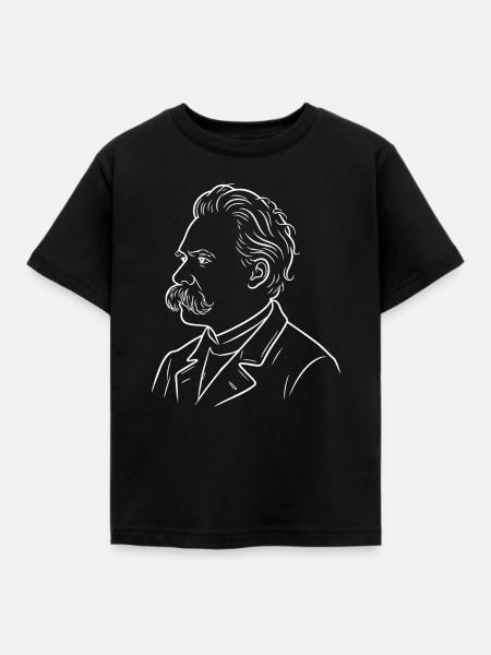 Friedrich Nietzsche Linienporträt - Kinder T-Shirt - Schwarz
