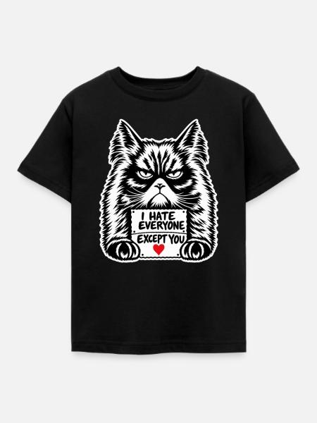 Moody Feline Herzzeichen-Tee - Kinder T-Shirt - Schwarz