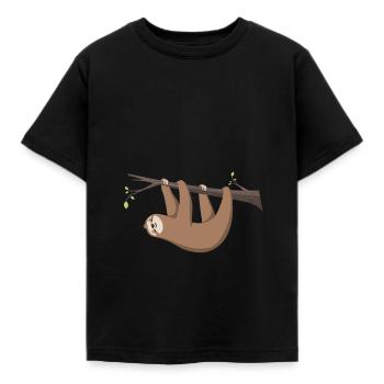 Sloth Sloth hangs on the branch - Kids' T-Shirt - black - Front - AI Model Kid Female (0cm)
