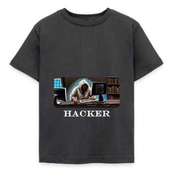 hacker - Kinder T-Shirt - Dunkelgrau - Vorne - AI Model Kid Female (0cm)