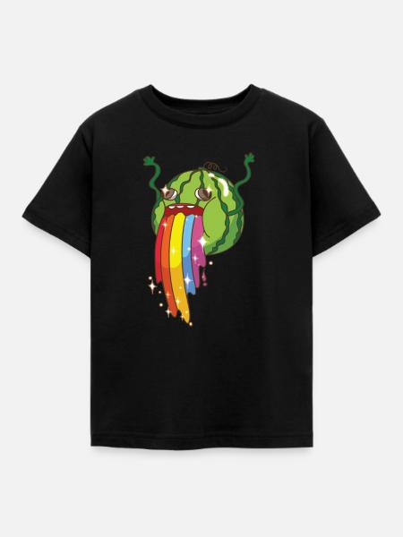 Regenbogen kotzende Wassermelone - Kinder T-Shirt - Schwarz