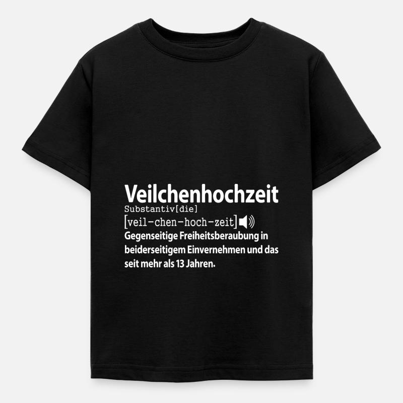 Veilchenhochzeit 13 jahre Hochzeitstag Ehefrau - Kinder T-Shirt - Schwarz