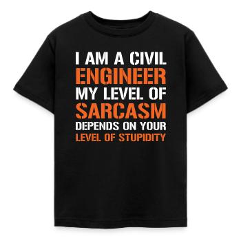 Ingénieur civil niveau t-shirt stupidité sarcasme - T-shirt Enfant - noir - Devant - AI Model Kid Female (0cm)