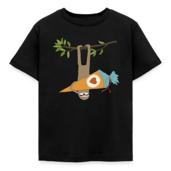Faultier mit Schultüte - Kinder T-Shirt - Schwarz - Vorne - AI Model Kid Female (0cm)
