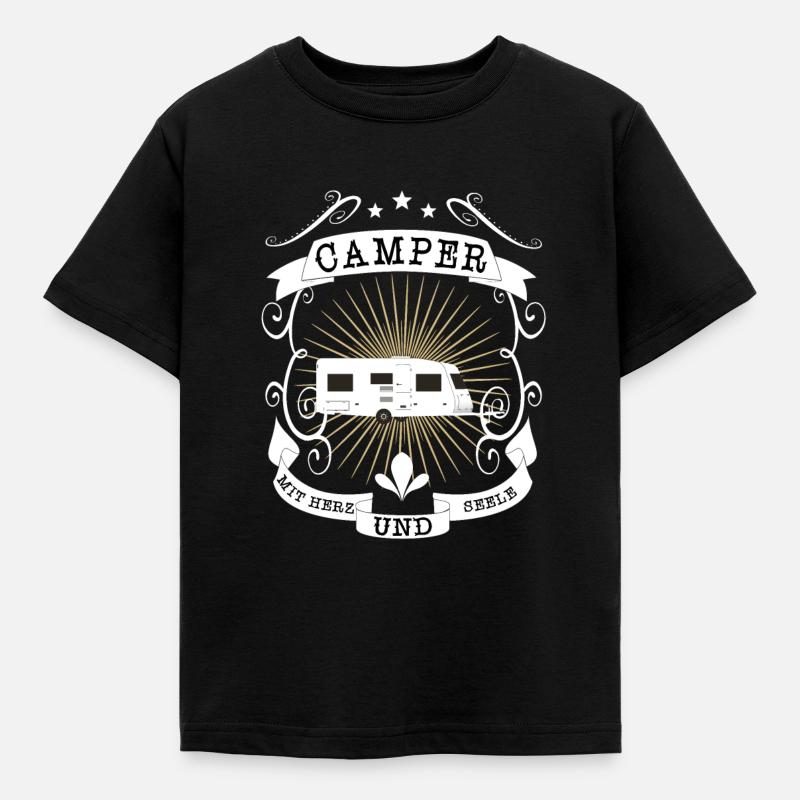 Wohnwagen Caravan Wohnmobil Camping Camper Herz Se - Kinder T-Shirt - Schwarz
