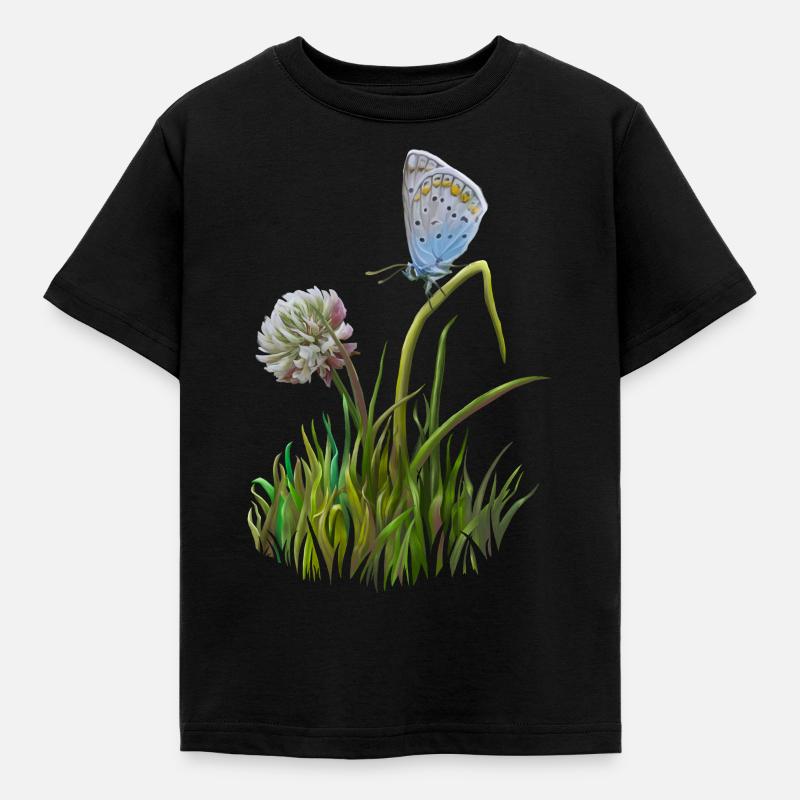 Papillon et trèfle - T-shirt Enfant - noir