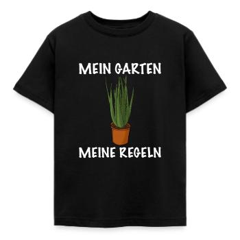 Mein Garten meine Regeln Garten - Kinder T-Shirt - Schwarz - Vorne - AI Model Kid Female (0cm)