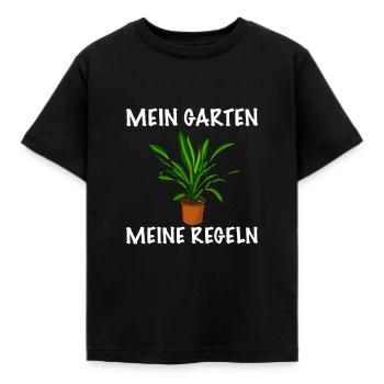 Mein Garten meine Regeln Garten - Kinder T-Shirt - Schwarz - Vorne - AI Model Kid Female (0cm)