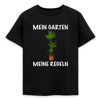 Mein Garten meine Regeln Garten - Kinder T-Shirt - Schwarz - Vorne - AI Model Kid Female (0cm)