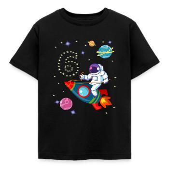 Rakete Astronaut 6 Jahre 6. Geburtstag Weltraum - Kinder T-Shirt - Schwarz - Vorne - AI Model Kid Female (0cm)