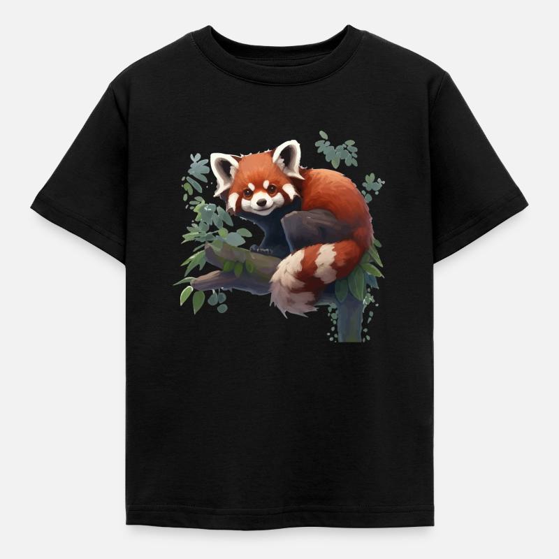 Roter Panda kleiner panda Red panda - Børne-T-shirt - sort