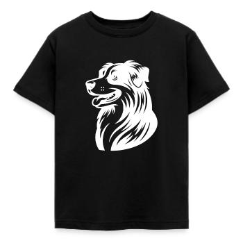 Knuffiger Australian Shepherd Hund Vierbeiner - Kinder T-Shirt - Schwarz - Vorne - AI Model Kid Female (0cm)