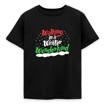 Marcher dans un pays des merveilles d'hiver - Noël Xmas - T-shirt Enfant - noir - Devant - AI Model Kid Female (0cm)