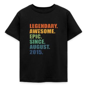 8th Birthday, August 2015, 8 Year Anniversary - Kids' T-Shirt - black - Front - AI Model Kid Female (0cm)