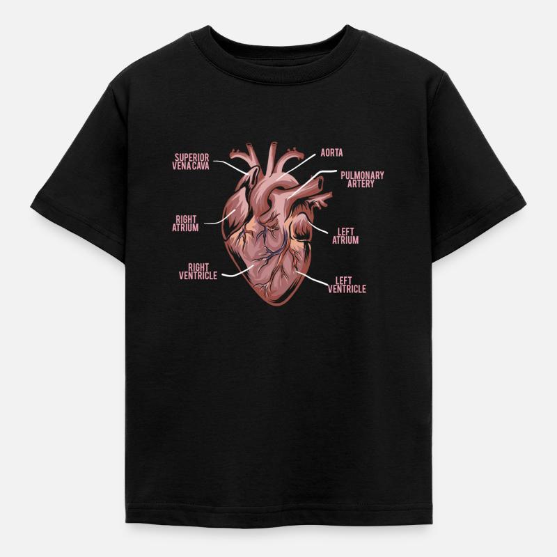 Herz Anatomie - Anatomie eines Herzens - Kinder T-Shirt - Schwarz