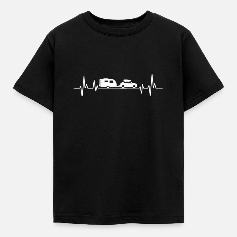 caravan heartbeat geschenk camping camping - Kinder T-Shirt - Schwarz