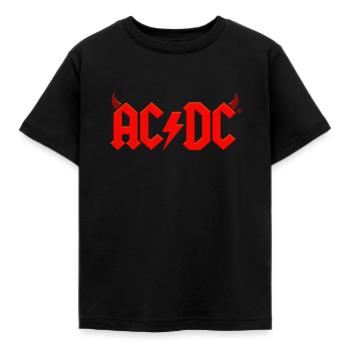 AC/DC Rotes Logo Mit Teufelshörnern Und Blitz - Kinder T-Shirt - Schwarz - Vorne - AI Model Kid Female (0cm)