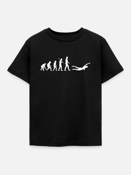 Human Evolution Swimmer - Kinder T-Shirt - Schwarz