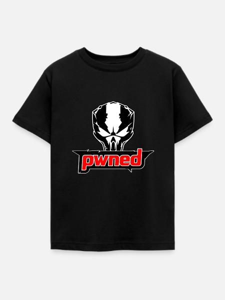 "Pwned" Power Apparel Totenkopf - Kinder T-Shirt - Schwarz