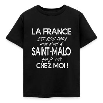 SAINT MALO c'est chez moi-breton T shirt bretagne - T-shirt Enfant - noir - Devant - AI Model Kid Female (0cm)