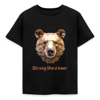 Bear face geometric - Strong like a bear - Kids' T-Shirt - black - Front - AI Model Kid Female (0cm)