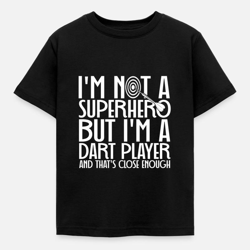 Dart superhero and darts player - Kids' T-Shirt - black