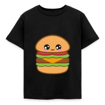 Burger Fast Food Doux Kawaii - T-shirt Enfant - noir - Devant - AI Model Kid Female (0cm)