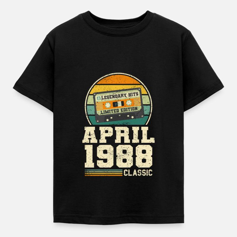 35e anniversaire April Born 1988 Idée cadeau - T-shirt Enfant - noir