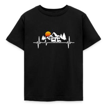 Wohnmobil Herzschlag Camper Camping Urlaub - Kinder T-Shirt - Schwarz - Vorne - AI Model Kid Female (0cm)