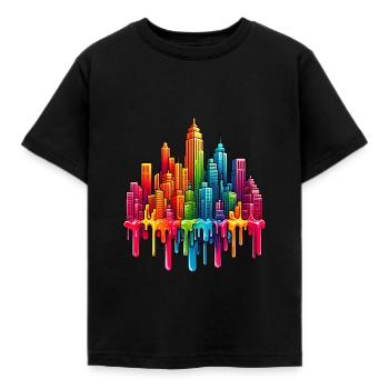 Stadt der Träume, Stadt der Farben - Kinder T-Shirt - Schwarz - Vorne - AI Model Kid Female (0cm)