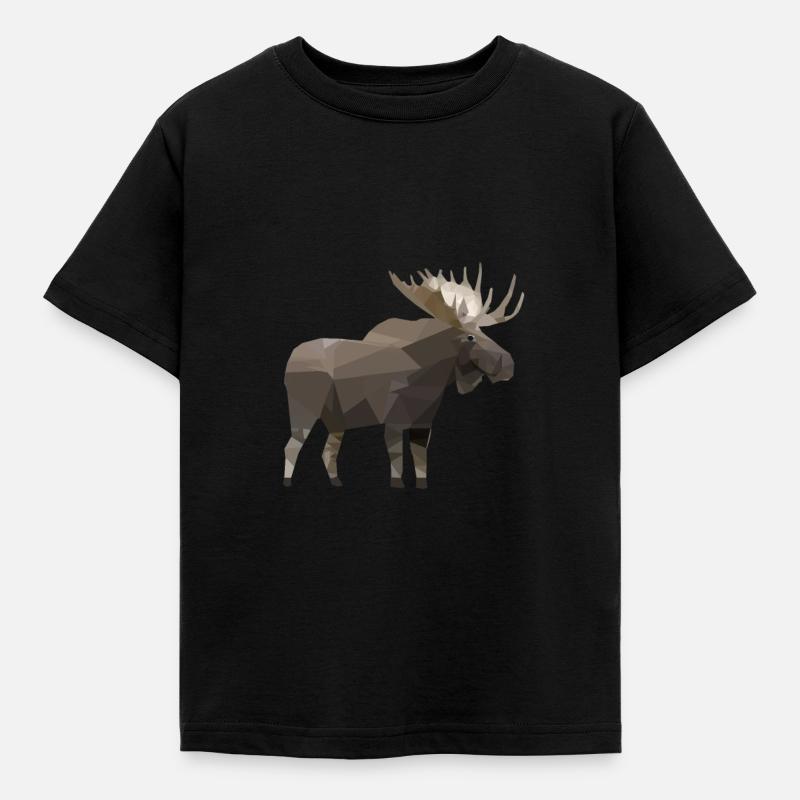 Elch Polygon Skandinavien Elche Geschenk - Kinder T-Shirt - Schwarz