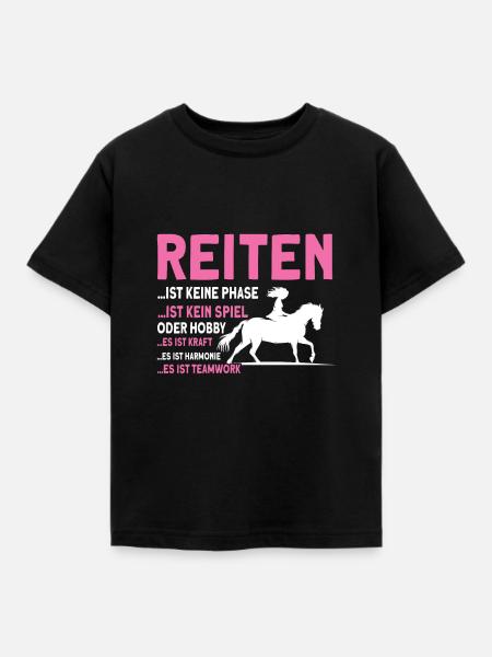 Reiten Pferde Reiter Geschenk - Kinder T-Shirt - Schwarz